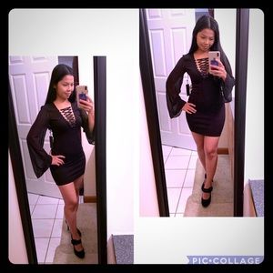 Forever 21 black mini dress with long sleeves